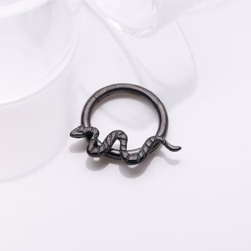 Detail View 1 of Implant Grade Titanium Blackline Snake Swiggle Clicker Hoop Ring